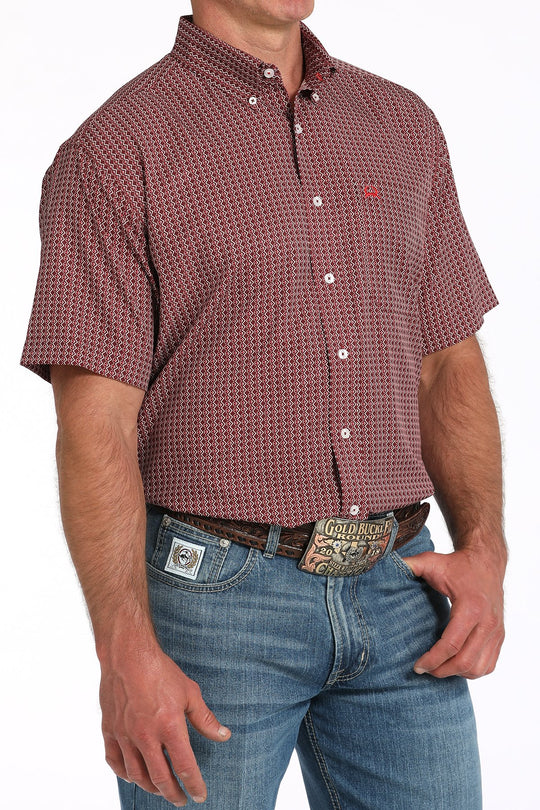 Men's Cinch Short Sleeve Medallion Print Button-Down Western Shirt - MTW1704157