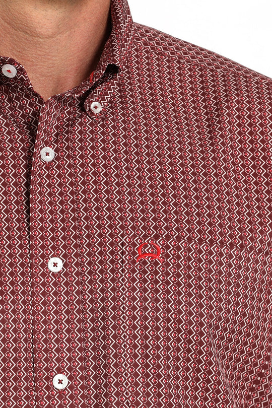 Men's Cinch Short Sleeve Medallion Print Button-Down Western Shirt - MTW1704157