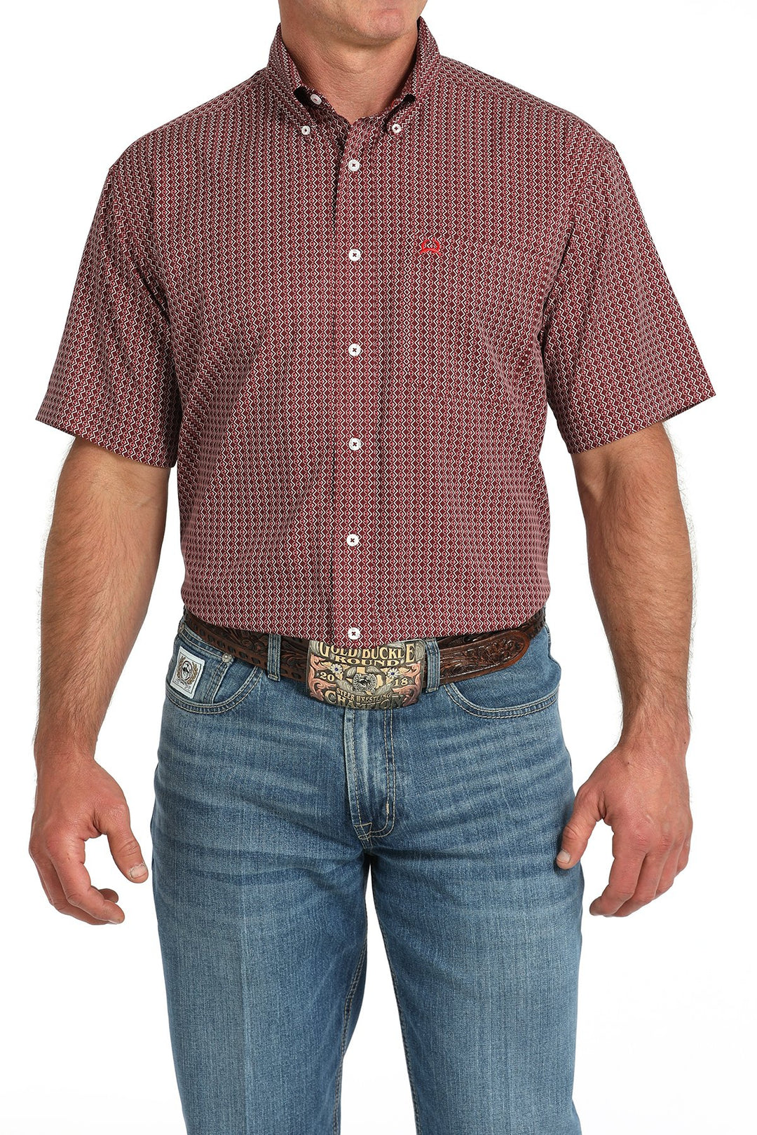 Men's Cinch Short Sleeve Medallion Print Button-Down Western Shirt - MTW1704157