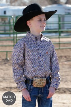 Boy's Cinch Medallion Print Purple Button-Down Western Shirt - MTW7060364