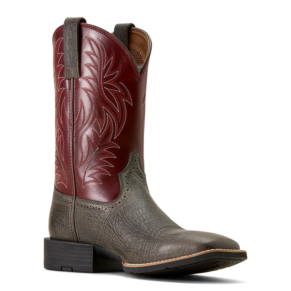 Men's Ariat Sport Western Charcoal Grey Hippo (PRINT) with 13" Burgundy Haze Tops - 10074223