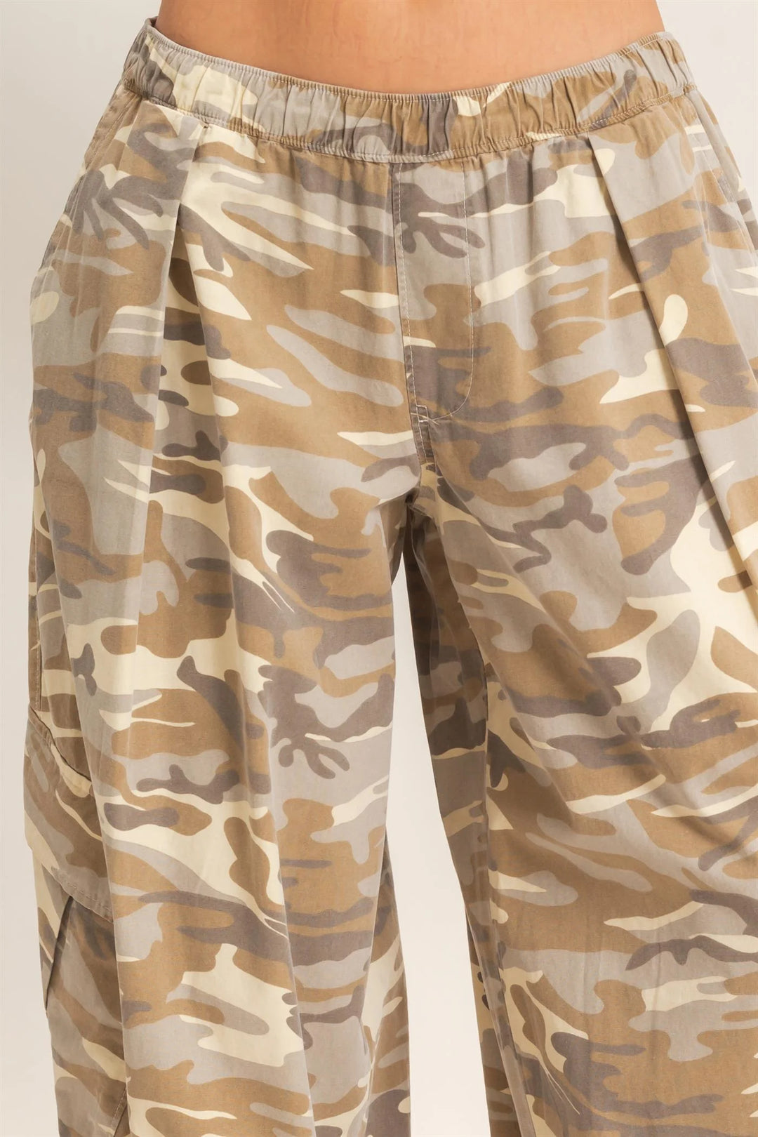 Ladies Hyfve Camouflage Cargo Pocket Pants - Stone - DZ26C891