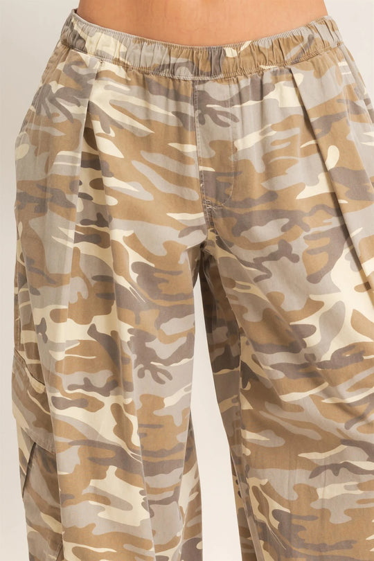 Ladies Hyfve Camouflage Cargo Pocket Pants - Stone - DZ26C891