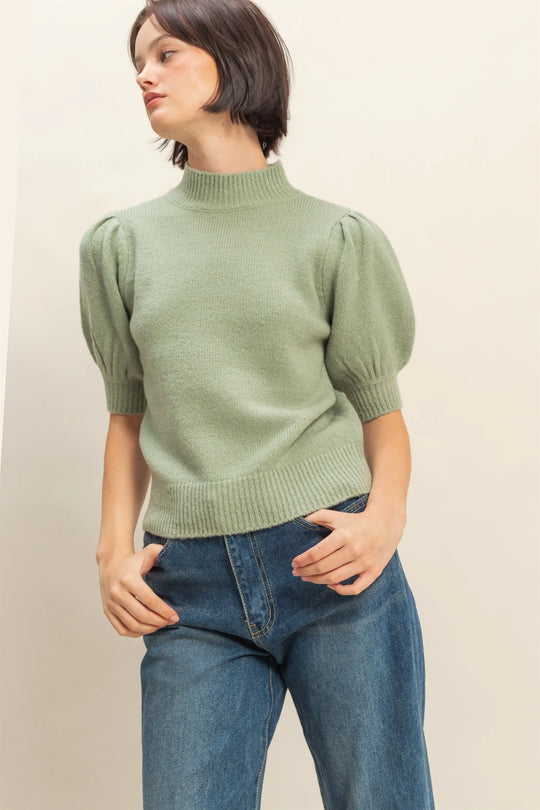 Ladies HYFVE Short-Sleeve Ribbed Sweater With Puff Sleeves - DZ25E174