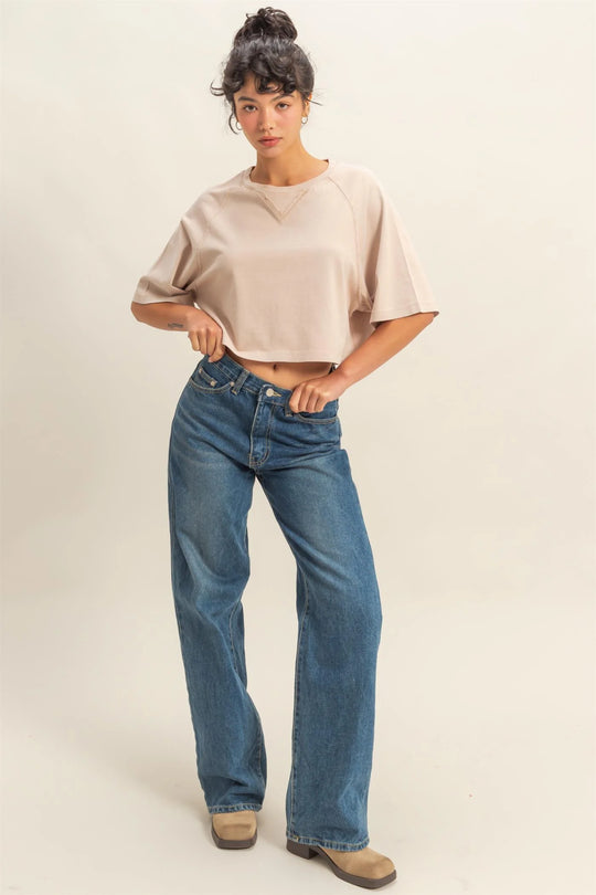 Short Sleeve Mineral Washed Cropped Tee - DZ25E400