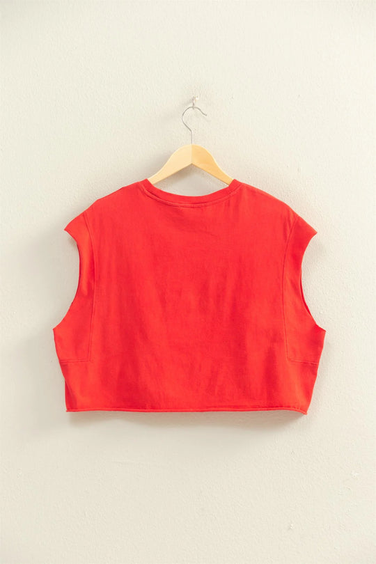 Ladies Hyfve Crew Neck Boxy Sleeveless Cropped Top - DZ26A224