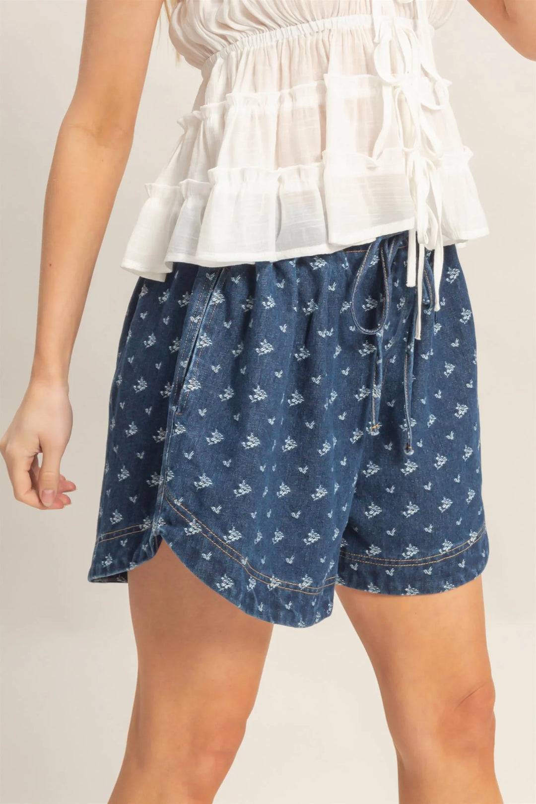Ladies HYFVE Drawstring Denim Shorts - HF26A564