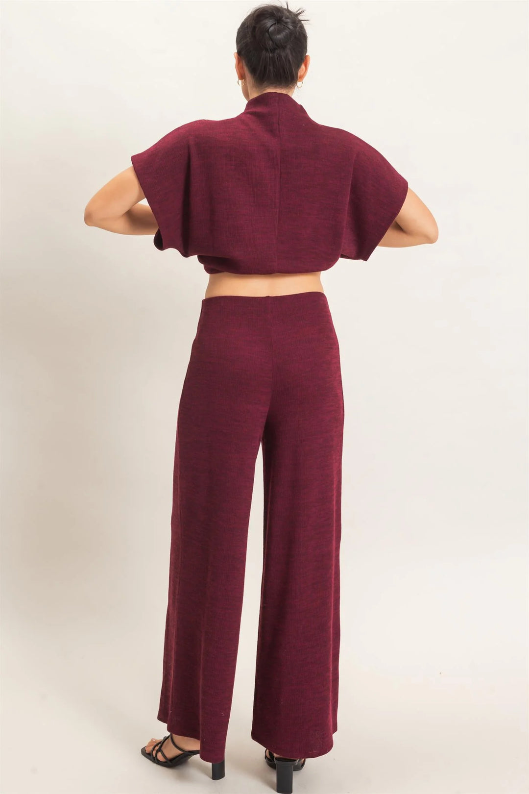 Ladies Hyfve Dolman Sleeve Burgundy Top And Pant Set - HF26F225