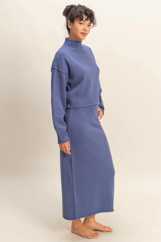 Ladies Hyfve Textured High Neck Sweater & Skirt Set - DZ25E134 - FINAL SALE
