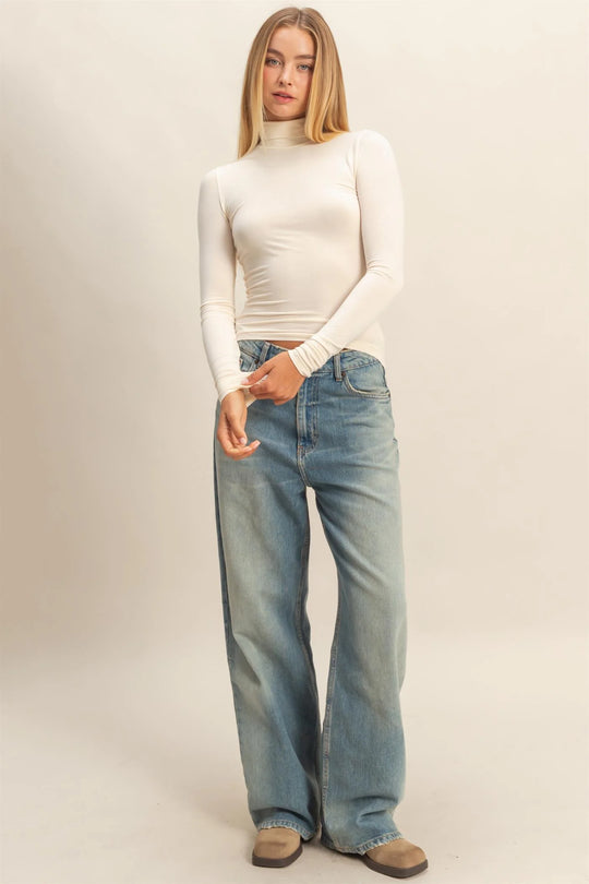 Ladies HYFVE Turtleneck Long Sleeve Fitted Top - DZ25C948
