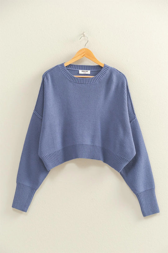 Ladies HYFVE Ribbed Knit Oversized Cropped Sweater - DZ25C928