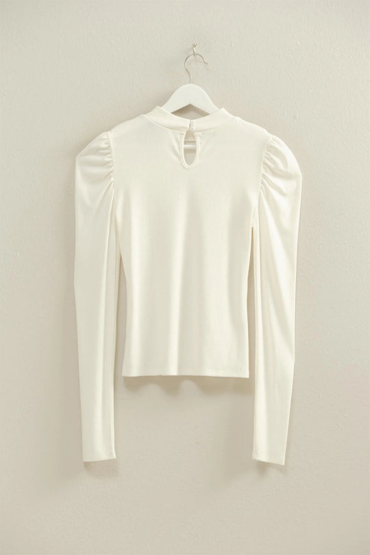 Ladies HYFVE Cream Puff-Sleeve Fitted Top Keyhole Back - HF25F361