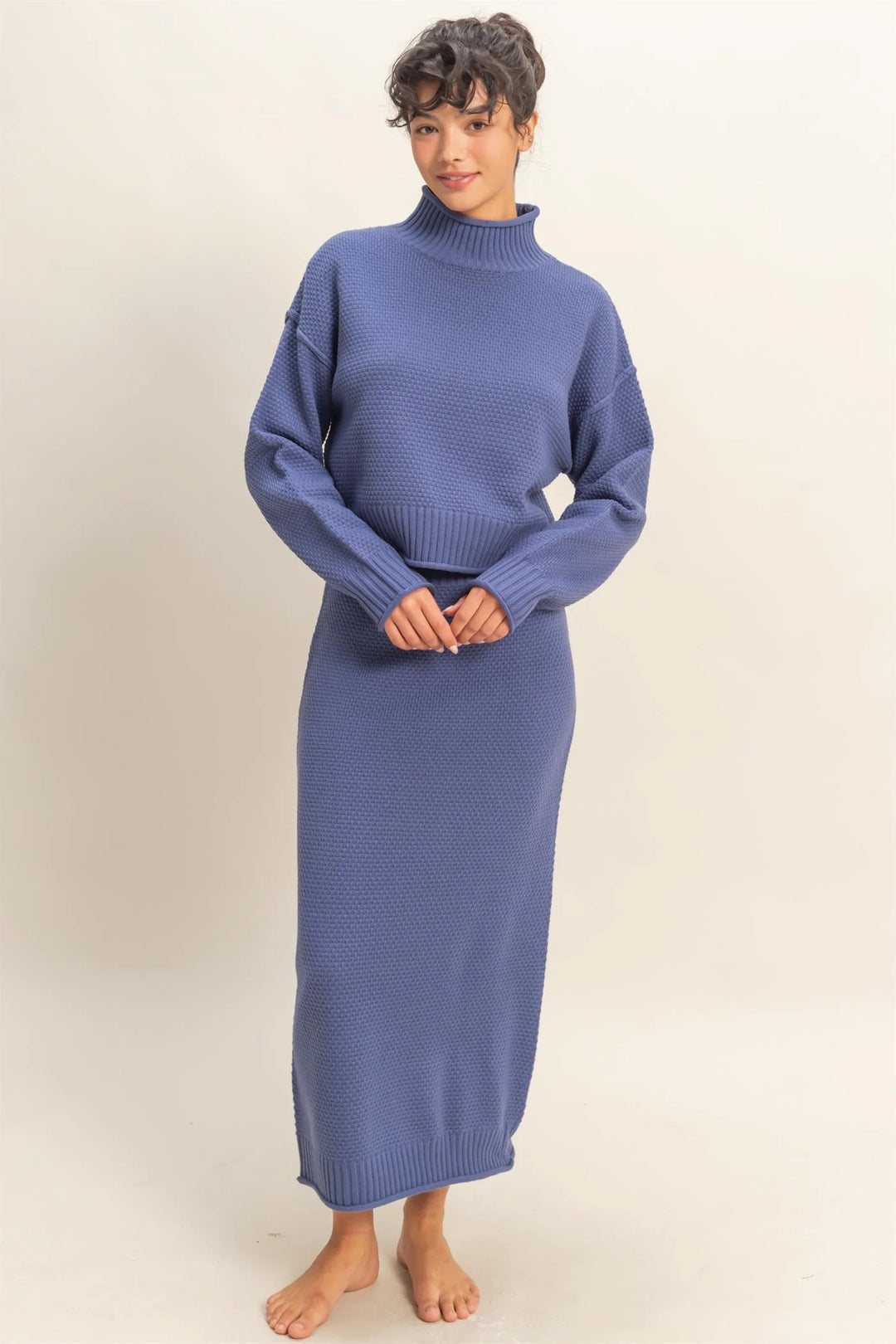 Ladies Hyfve Textured High Neck Sweater & Skirt Set - DZ25E134 - FINAL SALE