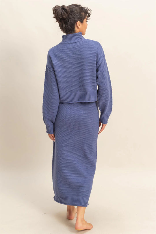 Ladies Hyfve Textured High Neck Sweater & Skirt Set - DZ25E134 - FINAL SALE