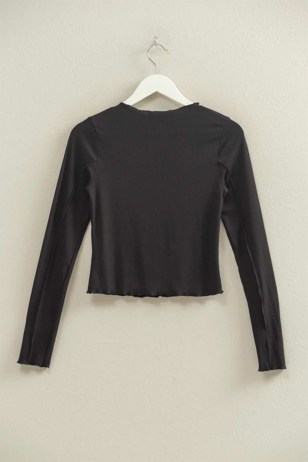 Ladies HYFVE Asymmetrical Raw Edge Knit Long Sleeve Top - HF25F358Black
