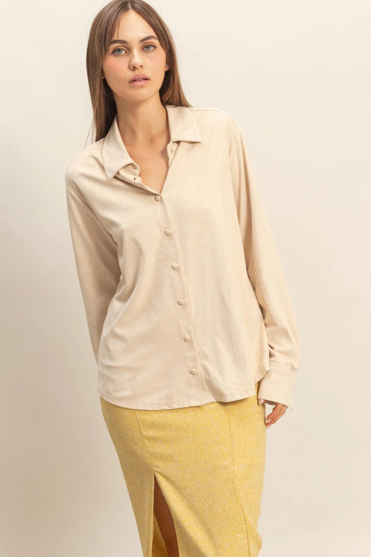 Ladies HYFVE Suede Button-Up Shirt - HF26A595