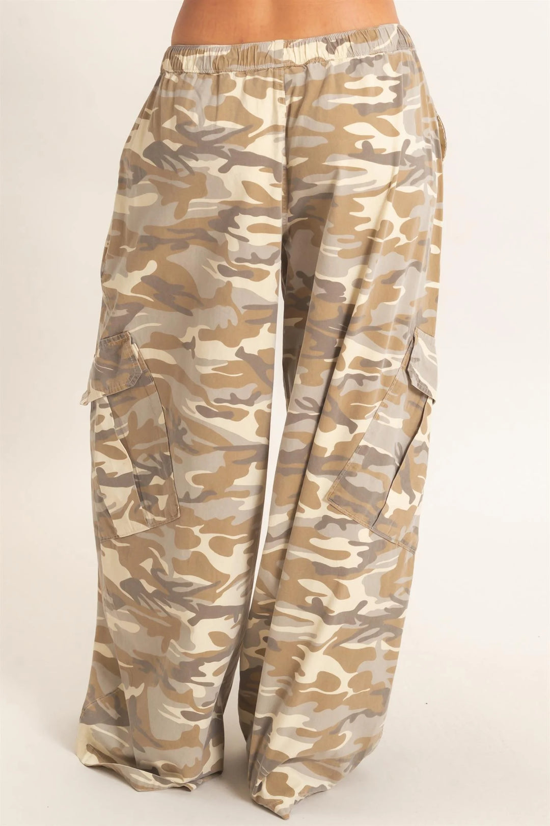 Ladies Hyfve Camouflage Cargo Pocket Pants - Stone - DZ26C891