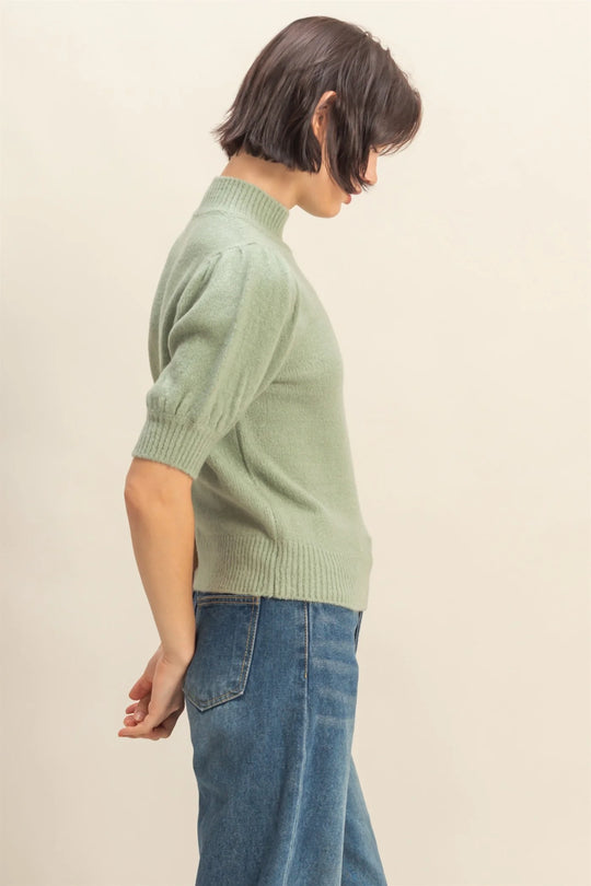 Ladies HYFVE Short-Sleeve Ribbed Sweater With Puff Sleeves - DZ25E174