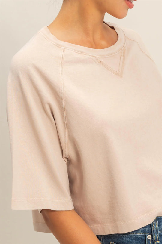 Short Sleeve Mineral Washed Cropped Tee - DZ25E400