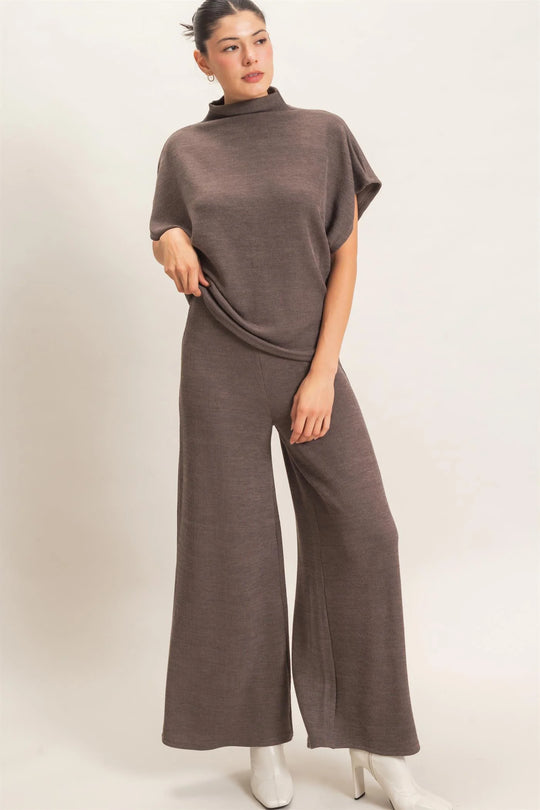 Ladies Hyfve Dolman Sleeve Charcoal Top And Pant Set - HF26F225