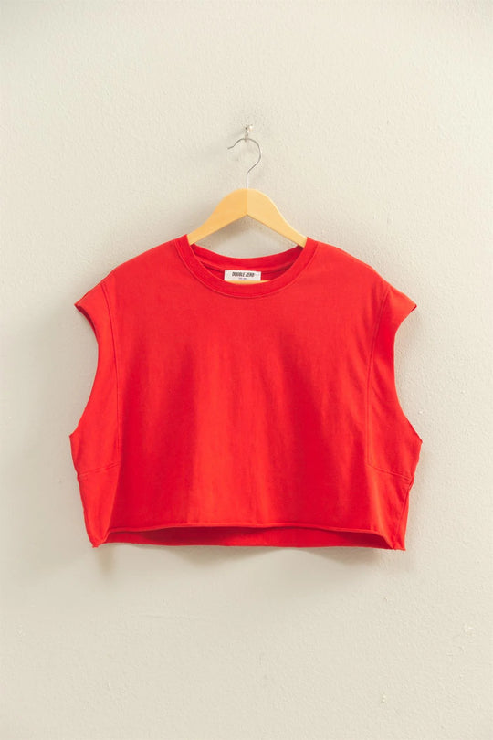 Ladies Hyfve Crew Neck Boxy Sleeveless Cropped Top - DZ26A224