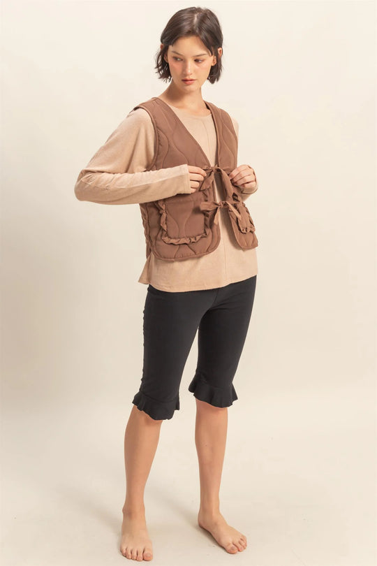 Ladies Hyfve Quilted Vest With Tie-Front And Patch Pockets - DZ25F480