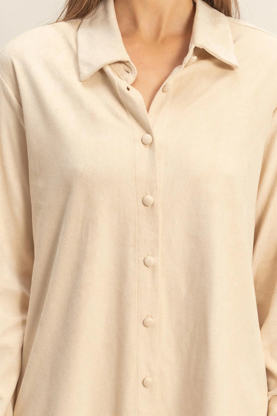 Ladies HYFVE Suede Button-Up Shirt - HF26A595