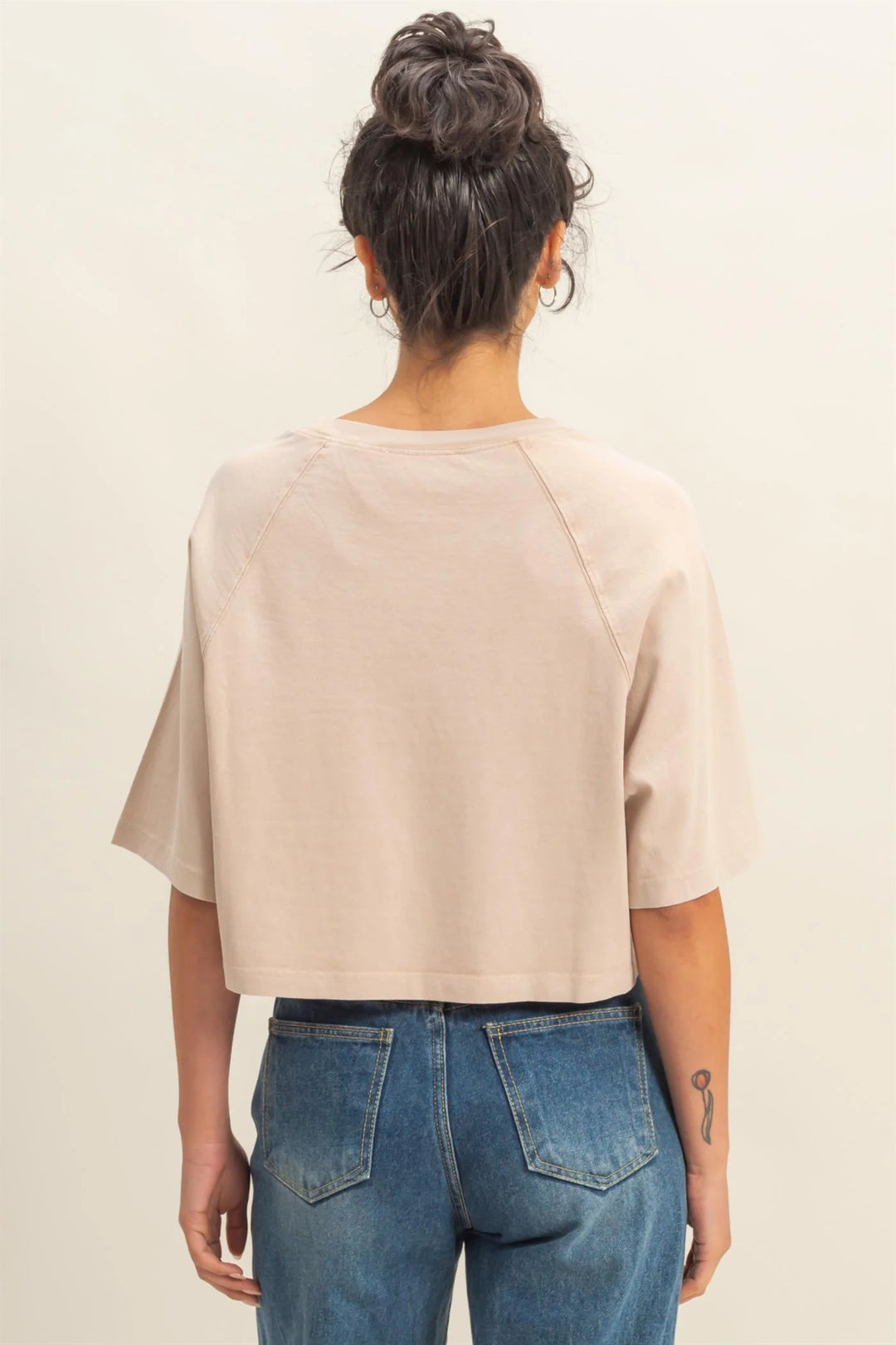 Short Sleeve Mineral Washed Cropped Tee - DZ25E400