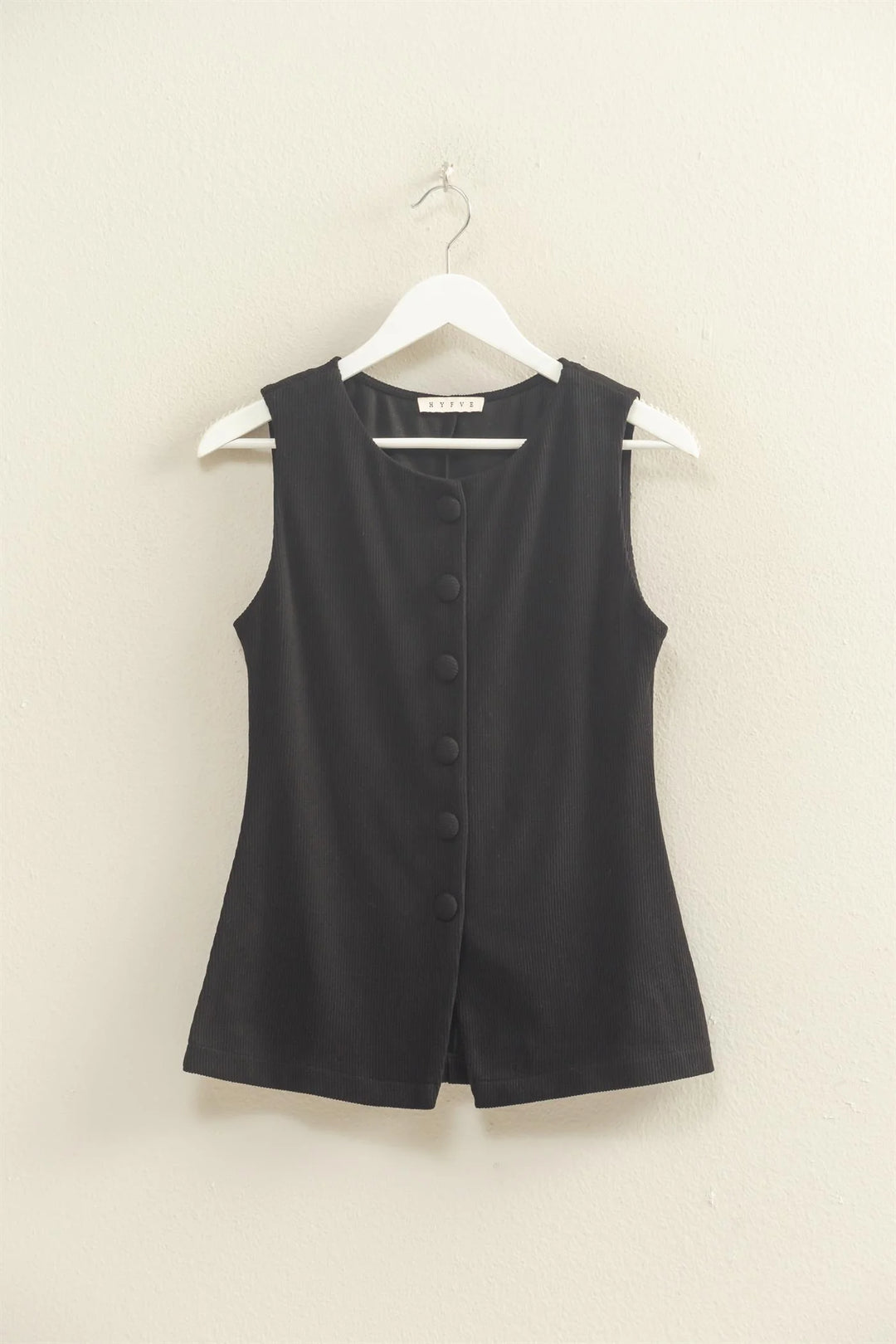 Ladies HYFVE Buttoned Ribbed Knit Vest Top - HF25F146
