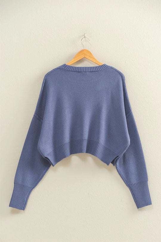 Ladies HYFVE Ribbed Knit Oversized Cropped Sweater - DZ25C928