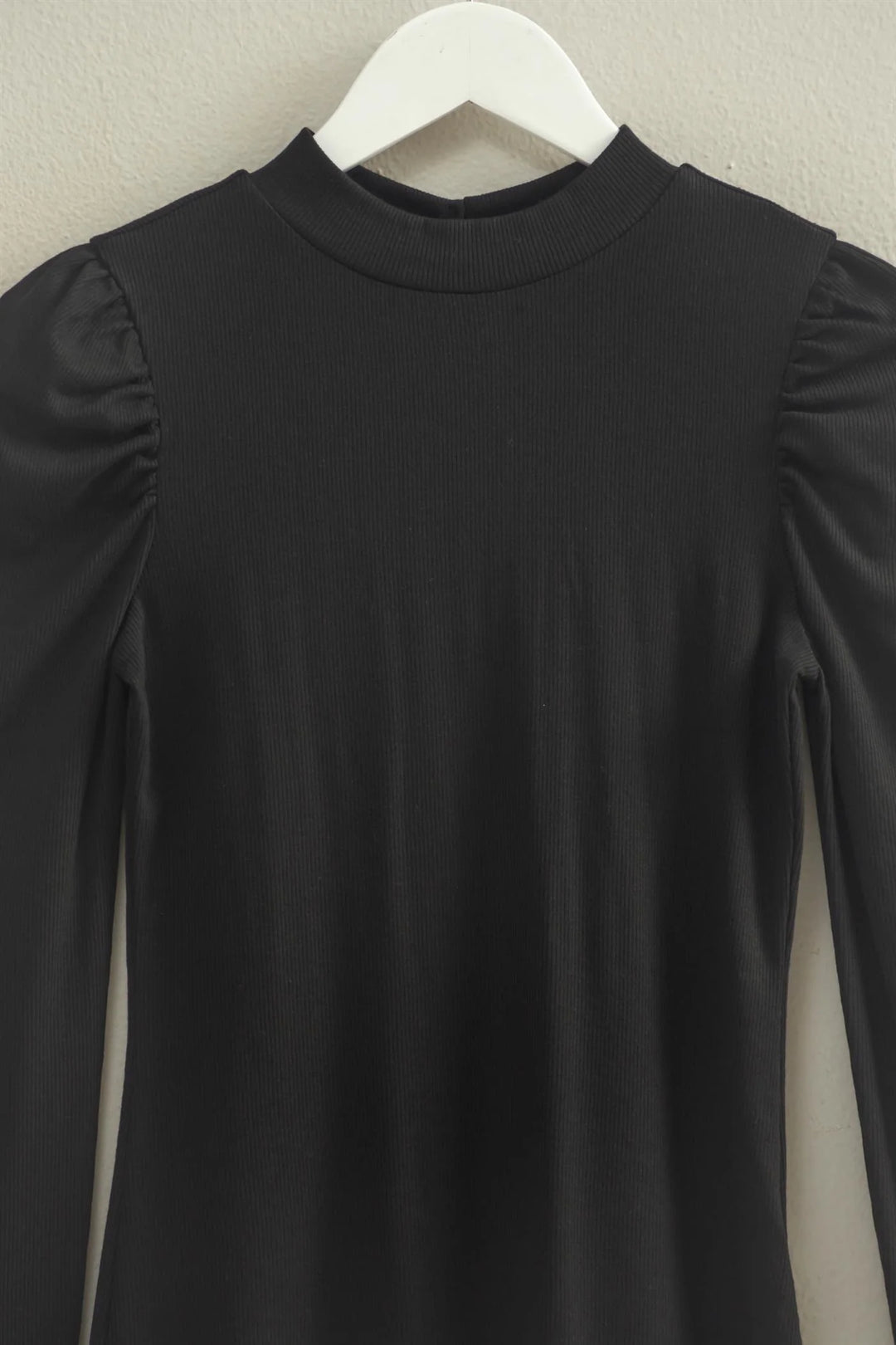 Ladies HYFVE Black Puff-Sleeve Fitted Top Keyhole Back - HF25F361