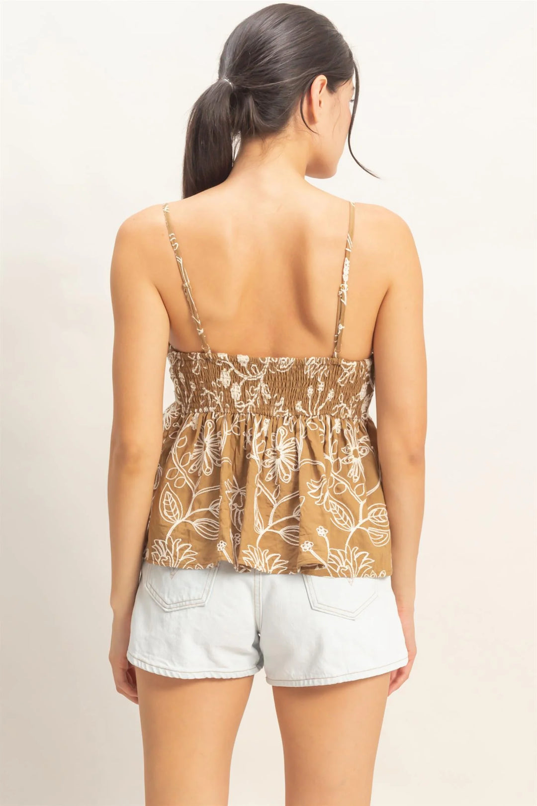 Ladies HYFVE V-Neck Smocked Top Assorted - HF26E390
