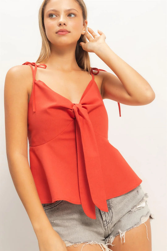 Ladies Hyfve Tie Front Spaghetti Strap Top - HF26A339