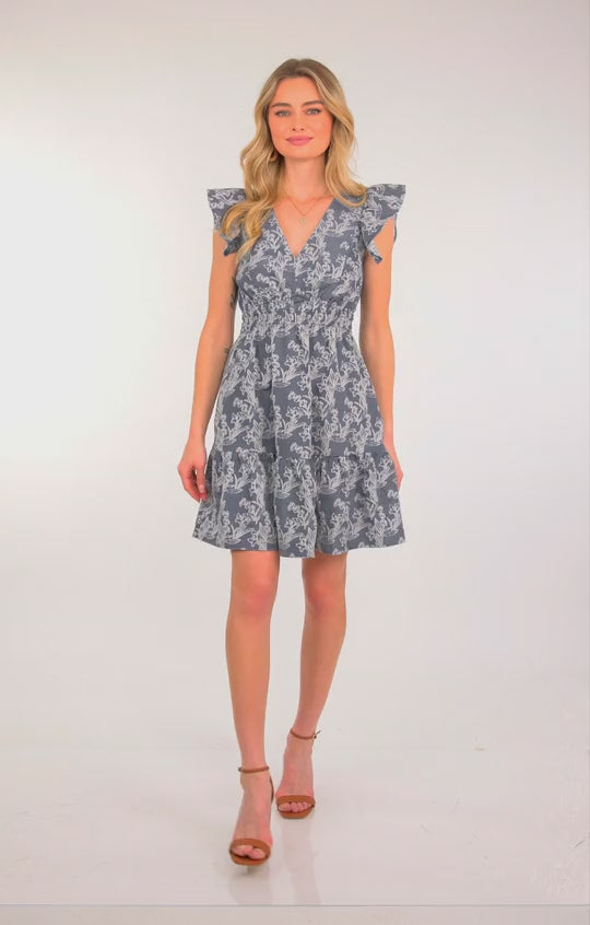 Ladies She + Sky Denim Jacquard Dress - SY8471