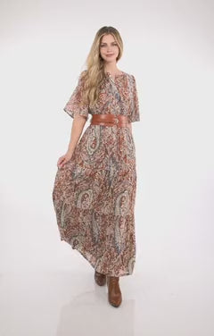 Ladies She + Sky Flutter Sleeve Maxi Dress - SY9177