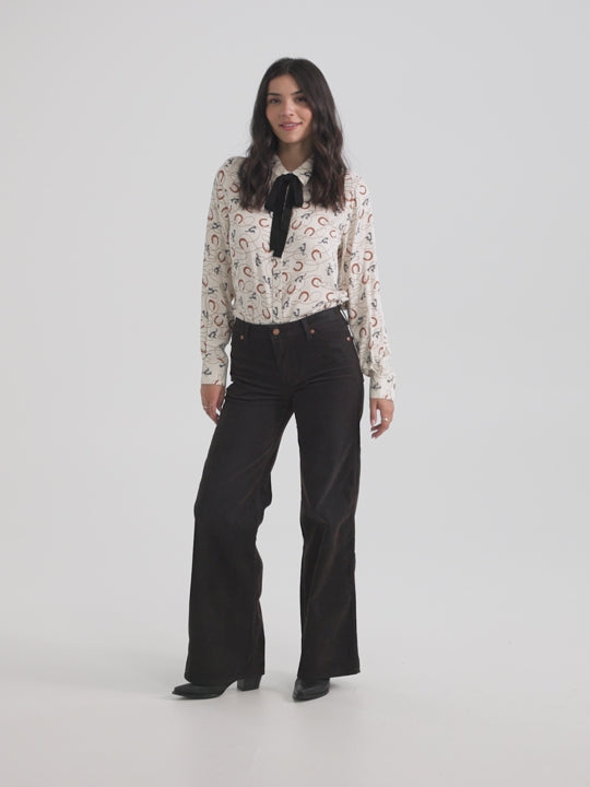 Ladies Wrangler Tie Neck Blouse - 112371697