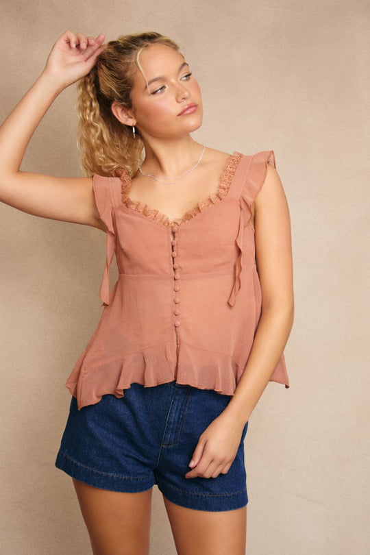Ladies Le Lis Flutter Sleeve Tank Top - PT6442