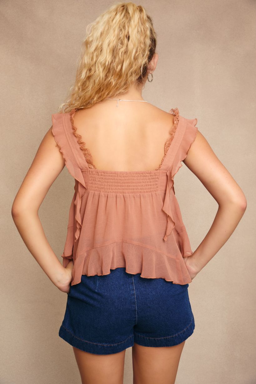 Ladies Le Lis Flutter Sleeve Tank Top - PT6442