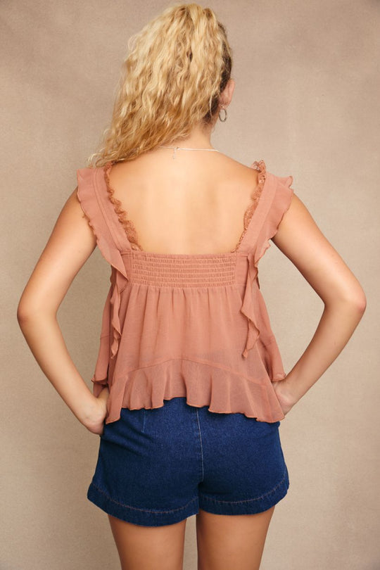 Ladies Le Lis Flutter Sleeve Tank Top - PT6442