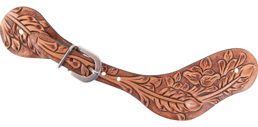 Cashel Spur Straps with Antique Leaf Tooling