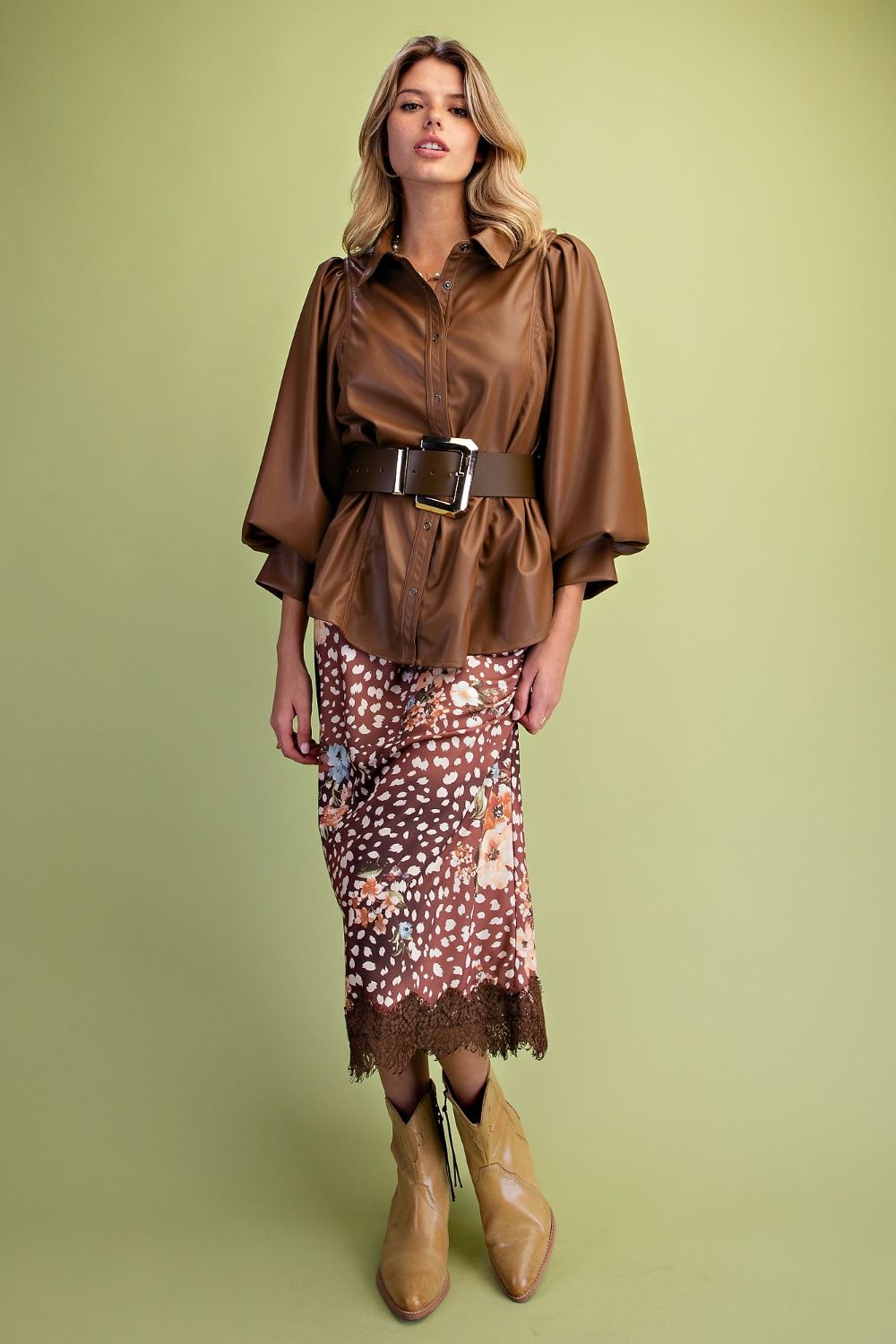 Ladies Easel Animal Print Satin Skirt - SB600178
