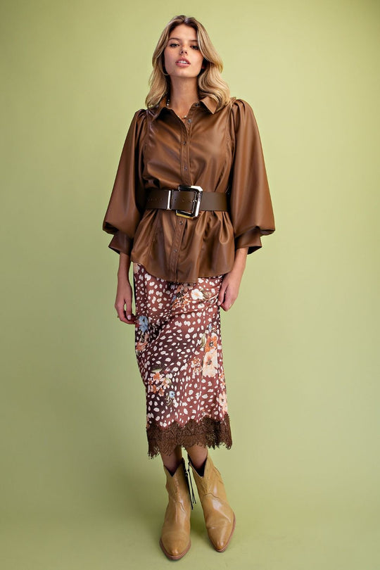 Ladies Easel Animal Print Satin Skirt - SB600178
