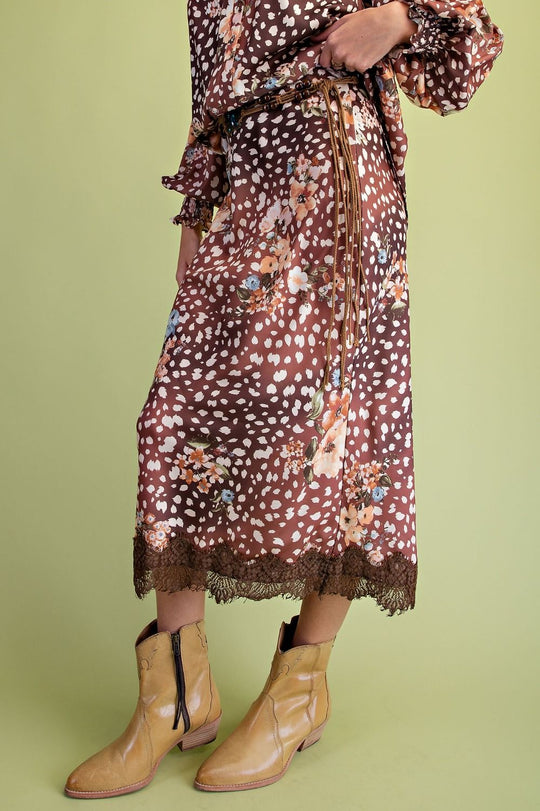 Ladies Easel Animal Print Satin Skirt - SB600178