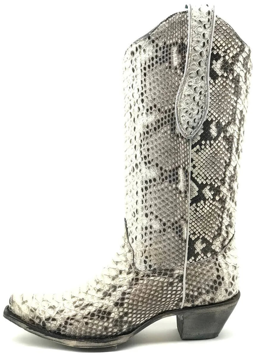 Women's Corral Natural Python Snip Toe Western Boot - A3798 – Nigro's ...