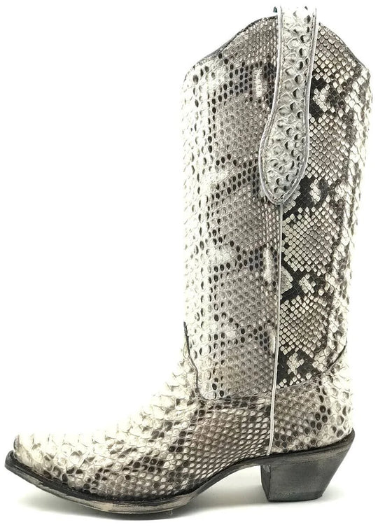 Women's Corral Natural Python Snip Toe Western Boot - A3798