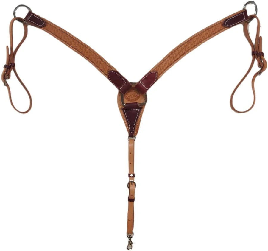 HR Saddles & Tack 1 1/2" Breast Collar Hand Tooled basket, Latigo Turnbacks with SS Hardware