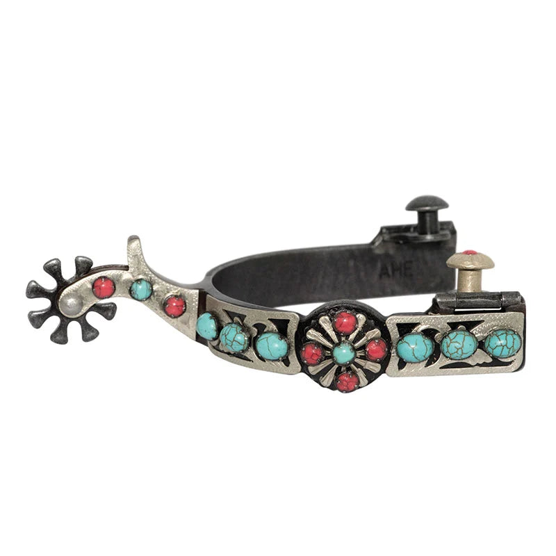 Partrade Cowboy Tack Southwest Collection Dark Grey Steel Starburst Medium Spurs