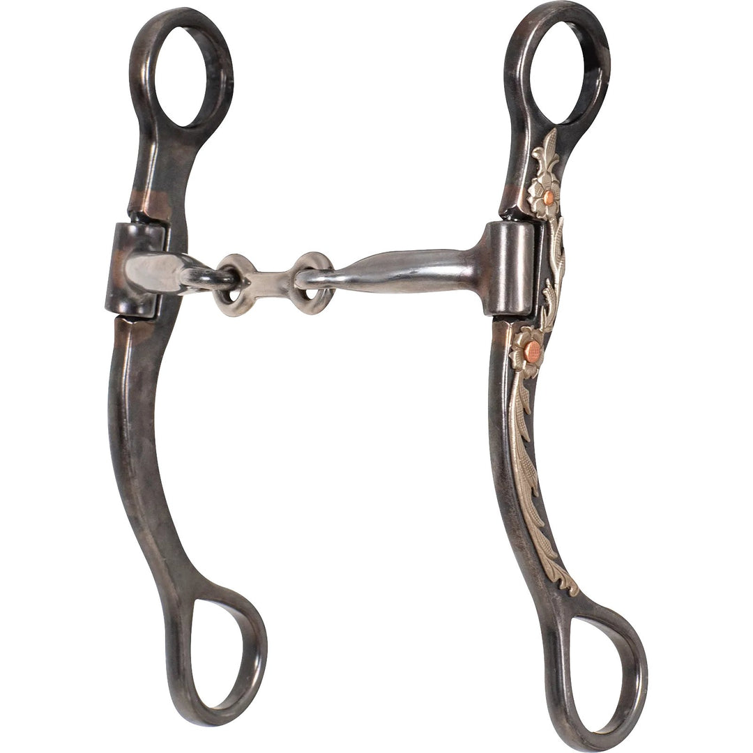 Classic Equine One Color undefined Floral Scroll Tool Box Straight Shank Bit with Smooth Bar Dogbone