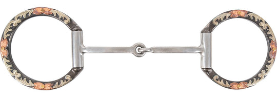 Classic Equine Floral Scroll Tool Box D Ring Bit with Square Bar