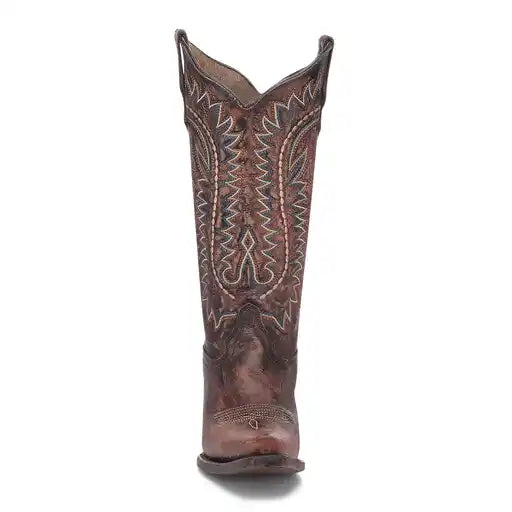 Woman's Circle G Shedron Embroidery Snip Toe Western Boot - L8000